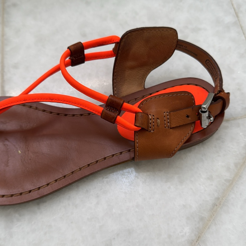 Coach Sandals with Orange Accents, 5B - Picture 4 of 5